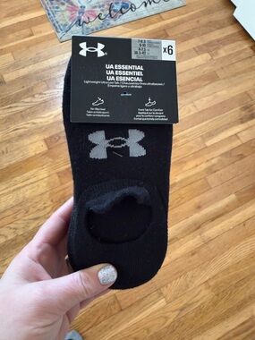 Under Armour Black No-Show Athletic Socks with Gray Logo (6 Pack)